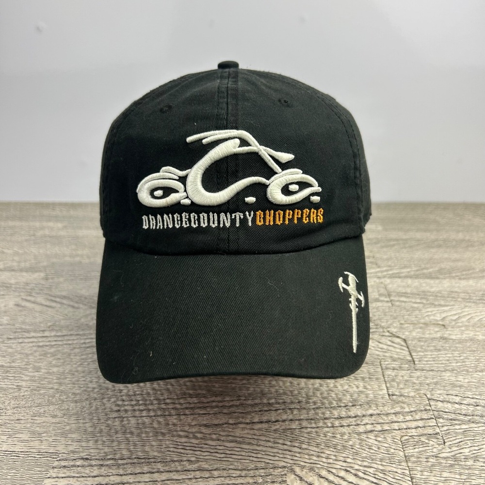 Vintage Orange County Choppers Hat Cap Strap Back Adjustable Black Biker Grunge